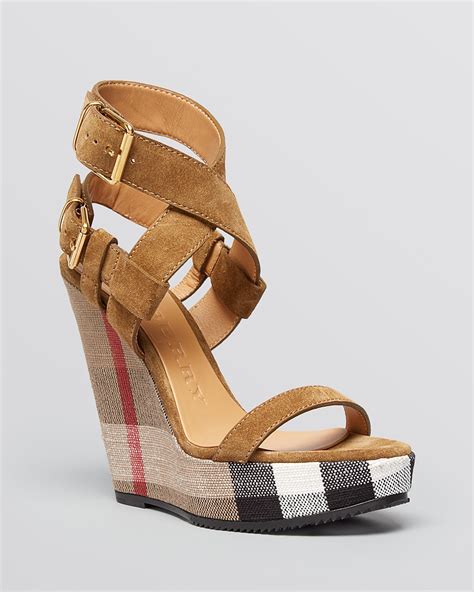 burberry check wedge sandals|burberry platform sandals stud heel.